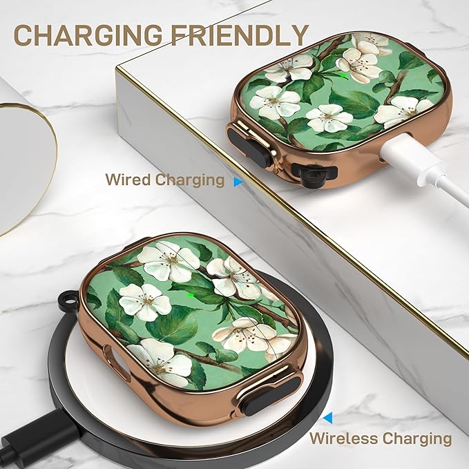 Maxjoy for AirPods Pro 2nd/1st Generation Case with Lock, Flower AirPods Pro 2 Case Lock Protective Cute AirPod Pro Cover for Women Men with Keychain for Airpod Pro (2023/2022/2019), Floral
