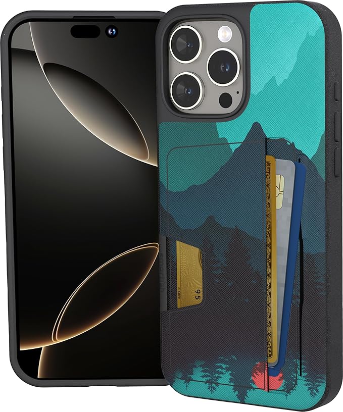 Smartish® iPhone 16 Pro Max Wallet Case - Wallet Slayer Vol 2 [Slim + Protective] Credit Card Holder w/Kickstand - Drop Tested Hidden Card Slot Cover for Apple iPhone 16 Pro Max - Moving Mountains