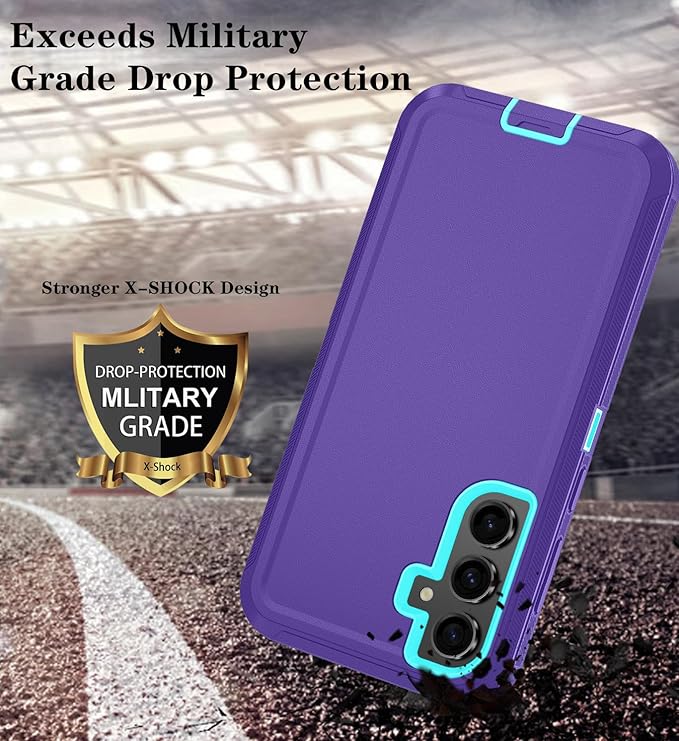 ONOLA Compatible with Samsung Galaxy S26 Case with HD Screen Protector, Heavy Duty Shockproof & Dropproof 3-Layer Cover Phone Case for Galaxy S26 6.3''，PurpleSkyBlue