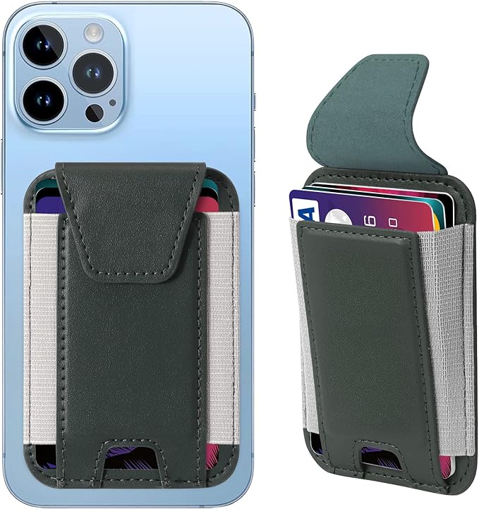 Miroddi for MagSafe Wallet with Privacy Flap, Strongest Magnetic Card Holder for iPhone 17, iPhone 16/15/14/13/12 Series, Detachable Leather Magnetic Phone Wallet, Fit 7 Cards, RFID Blocking, Green