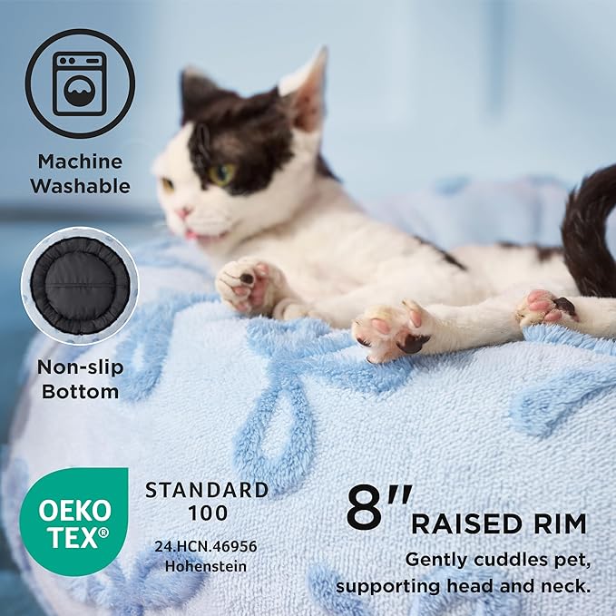 LE SURE Donut Medium Dog Bed - Round Cat Beds for Indoor Cats Calming Pet Beds, Cute Modern Beds with Jacquard Shaggy Plush & Anti Slip Bottom, 30 Inch, Ice Melt