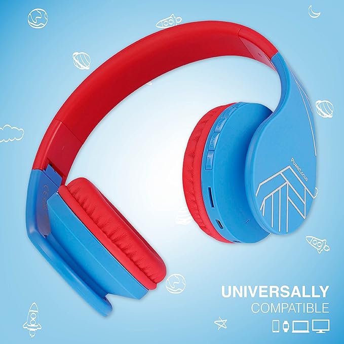 PowerLocus Bluetooth Headphones for Kids, Wireless Foldable Headphones Over Ear, Headphone with Microphone, 85DB Volume Limit, Wireless and Wired Headset with Micro SD, FM for Cellphones, Tablets, PC