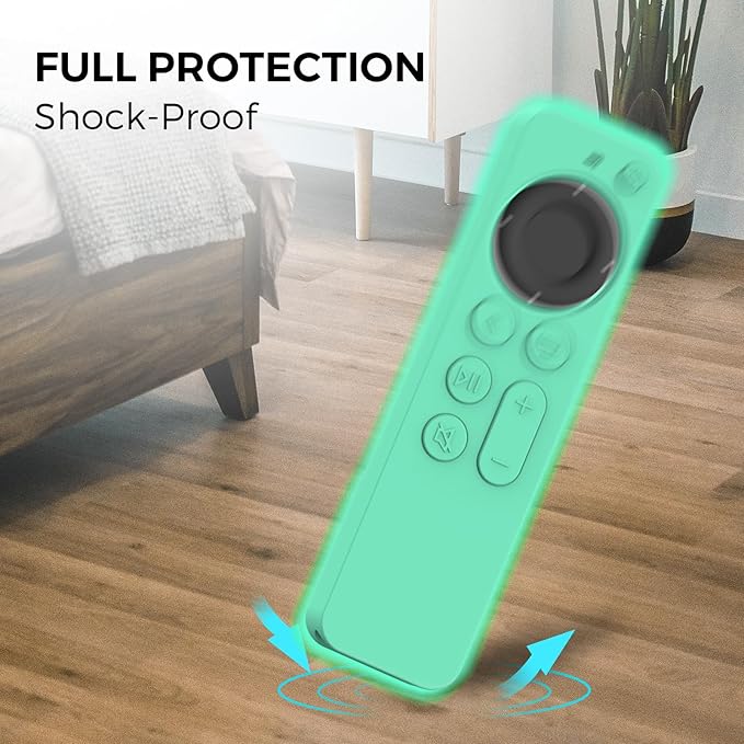 AhaStyle Case Compatible with 2022 Apple TV 4K HD Siri Remote 3rd Generation [AirTag Holder Built in] All Around Cover Apple TV Remote/Siri Remote (2nd) and AirTag (Glow Blue)