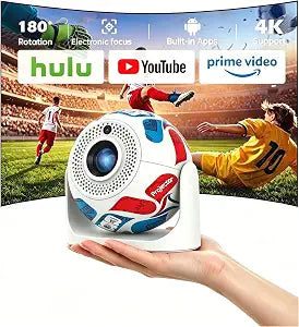 180° Rotatable Mini Projector with 1080P Support WiFi Bluetooth