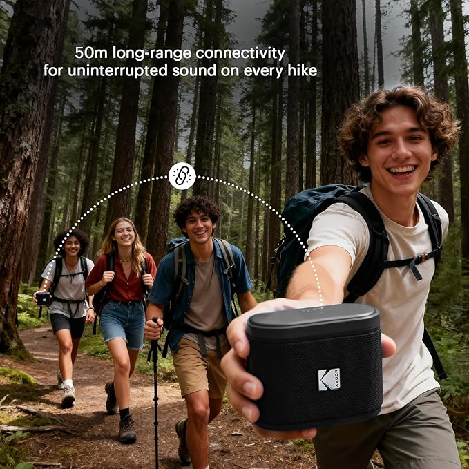 KODAK SOUNDBRIX Magnetic Splittable Bluetooth Speaker Water Resistant Durable & Portable Speaker 5H of Play USB C Wireless Connect Upto 100 Speakers Home Party Travel Speaker Gifting