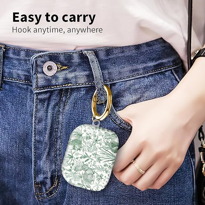 Compatible with Airpod pro 2nd/1st Generation Case Cover with Gold Round Keychain Cute Pattern Hard & Anti Slip Cover for Men Women & Girls（Funny Bunny）