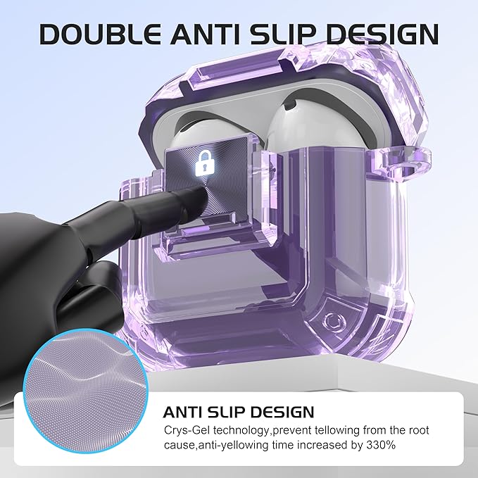 Valkit Compatible AirPods 4th Generation Case Cover, Soft TPU Airpods 4 Case with Cleaner Kit, Shockproof Protective Cases with Keychain for Apple AirPods 4 Gen Cases for Women Men(Lock Purple)
