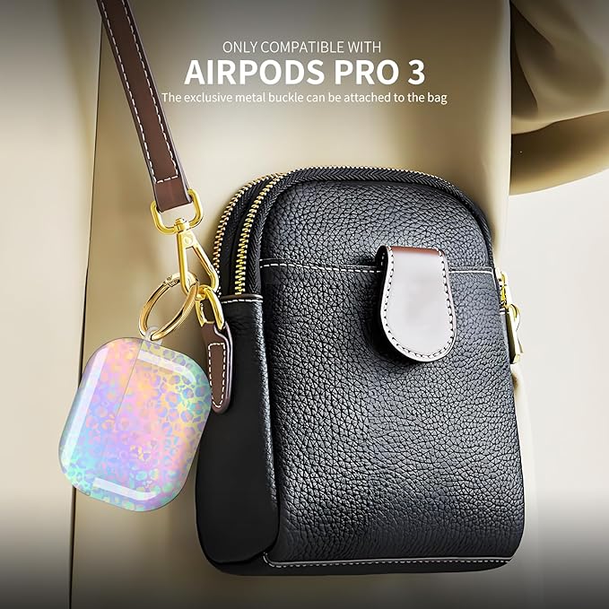 Compatible with AirPod Pro 3 (2025),Cute Case Cover for Women & Men, Full Protection Shockproof Hard Case with Keychain, Wireless Charging Case Accessories(Gradient Leopard Print)