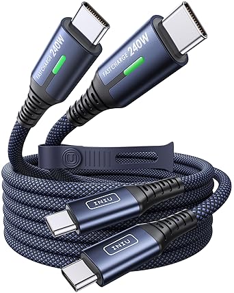 INIU 240W USB C to USB C Cable, [6.6ft+6.6ft] Fast Charging Type C, Blue