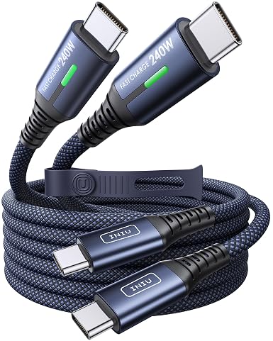 INIU 240W USB C to USB C Cable, [6.6ft+6.6ft] Fast Charging Type C, Blue