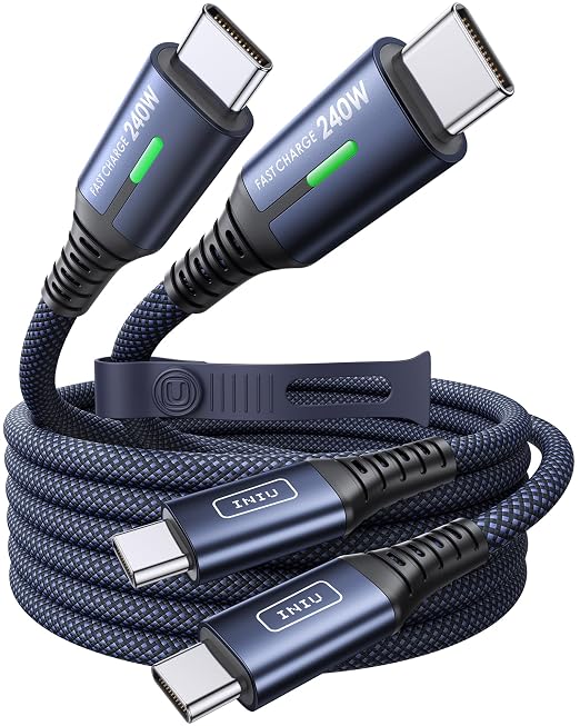 INIU 240W USB C to USB C Cable, [6.6ft+6.6ft] Fast Charging Type C, Blue