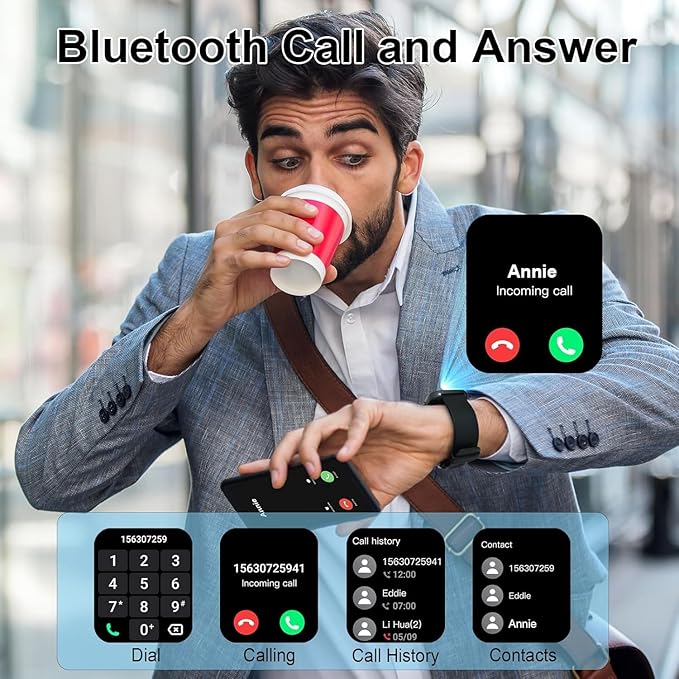 Smart Watch for Men Women (Answer/Make Call), 2025 New 1.91" HD SmartWatch, Fitness Watch with 120+ Sport Modes, IP68 Waterproof, Heart Rate/Sleep Monitor, Pedometer, Activity Tracker for Android iOS