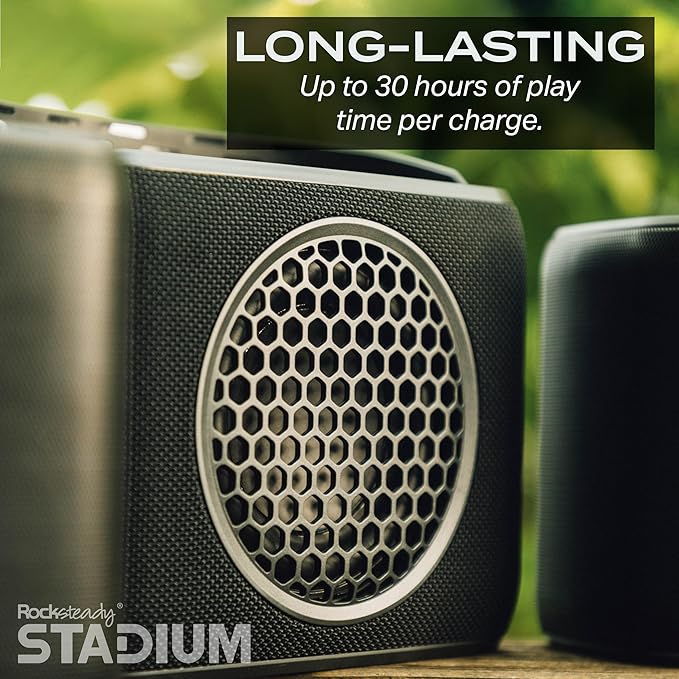 Rocksteady Stadium Portable Bluetooth Subwoofer - Up to 100 Foot Range - Up to 30 Hour Battery Life | 1 Subwoofer