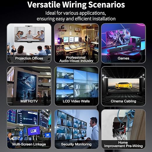 Fiber Optic HDMI Cable 328ft, Fiber HDMI Cable Supports 4K@60Hz, 4:4:4/4:2:2/4:2:0, HDR, Dolby Vision, HDCP2.2, ARC, 3D, High Speed 18Gbps, Slim and Flexible HDMI Fiber Optic Cable