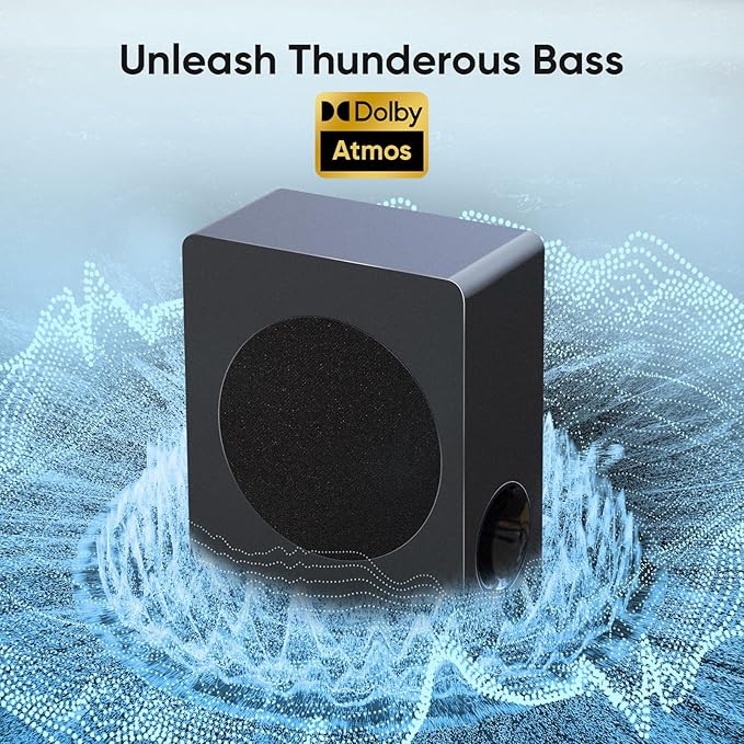 Sound bar with subwoofer, 200W 2.1 ch soundbar w/Dolby Atmos Surround Sound System, 3D Bass Adjustable Home Theater Bluetooth TV Speaker for Smart TV/Projector/PC