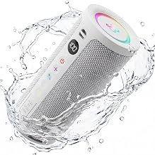 BassBloom Roar 3 Portable Bluetooth Speaker,20W Powerful Sound with Deep Bass,IPX6 Waterproof,24H Playtime,Bluetooth 5.4,RGB Lights,Wireless TWS Pairing (White) - Image 1