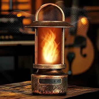 FoxFlame Bluetooth Outdoor Speaker, Patented Fire Effect, 13 Color Options