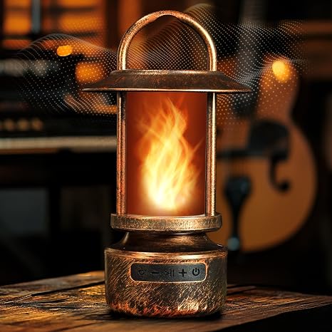 FoxFlame Bluetooth Outdoor Speaker, Patented Fire Effect, 13 Color Options