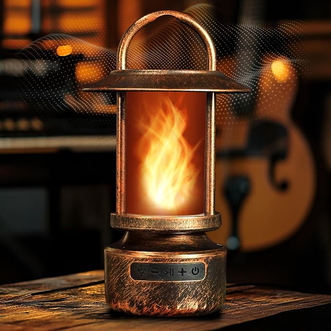 FoxFlame Bluetooth Outdoor Speaker, Patented Fire Effect, 13 Color Options