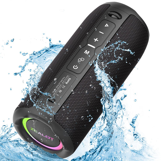 ZEALOT Portable Bluetooth Speaker, Speakers Bluetooth Wireless, Outdoor Speaker Waterproof, IPX6, 40W Loud Stereo Sound Deep Bass, Long Playtime,USB/TF/AUX, Speaker for Phone, Beach, Hiking-Black