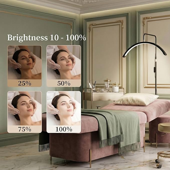 Hi_friend 23 inch Half Moon Lamp, Portable Esthetician Lash Light for Lash Tech, Bright Eyelash Extension Arched LED Floor Light, Lashing Lamp for Beauty, Skincare, Lashes (Black)