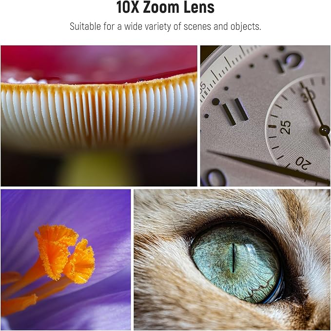 NEEWER 10X Macro Lens with 17mm Thread Clip and Detachable Diffuser Hood, Also for 17mm Threaded Phone Cage/Case/Clamp/Backplate, LS-28 PRO