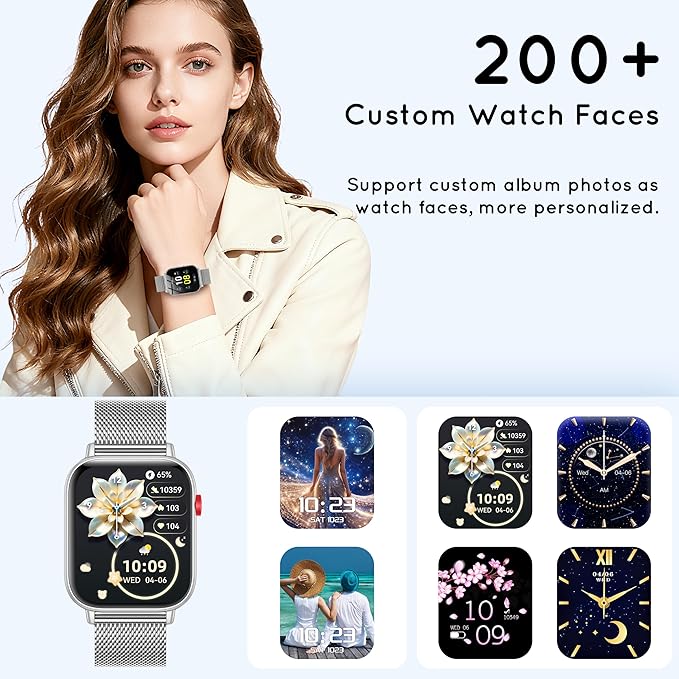 Smart Watch for Women Men (Answer/Make Calls) 1.83" HD 3 Bands Smartwatch Compatible Android iPhone Phones with Fitness Step Tracker/Heart Rate/Sleep Monitor, 120+ Sports Modes IP68 Waterproof, Silver