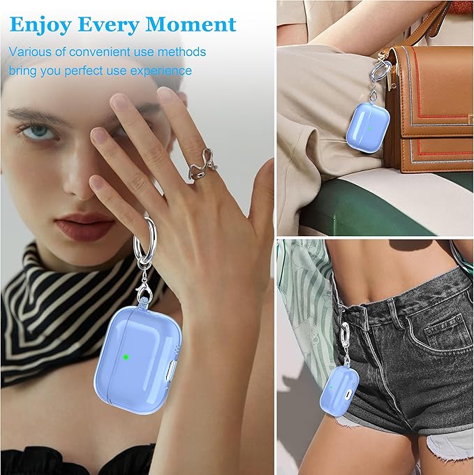 for AirPods Pro 3 Clear Case 2025, Military-Grade Shockproof, Soft TPU Highly Transparent Anti-Yellowing for AirPods Pro 3 Case with Cleaning Kit & Cute Round Buckle, Clear Blue