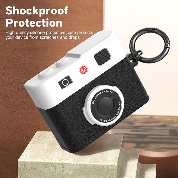 Valkit Compatible with Airpods Pro 3 Case Cute with Cleaner Kit,Camera Design for Air pod Pro 3 Cover with Keychain Shockproof Protective Soft Silicone Case for Airpods Pro 3 Gen for Men Women(Black)