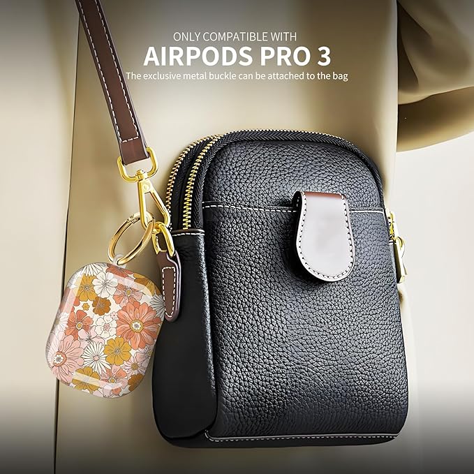 Compatible with AirPod Pro 3 (2025),Cute Case Cover for Women & Men, Full Protection Shockproof Hard Case with Keychain, Wireless Charging Case Accessories(Selenia Floral)