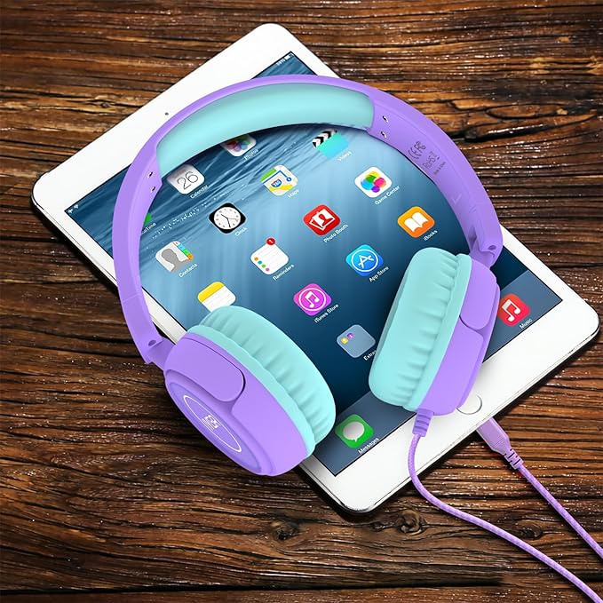 K6 USB C Kids Headphones, 85dB Safe Volume Headphones for Kids, Stereo Sound Foldable Headphone for School, Comfortable Fit On-Ear Headphone for Smartphones/iPad/Tablet/Plane/Travel