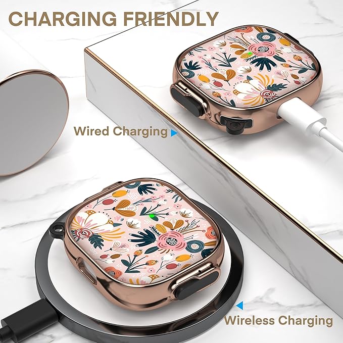 Maxjoy for AirPods 4 Case with Lock, Cute AirPods 4 Case Lock Protective Hard AirPod 4 Generation Cover for Women Girly with Keychain Clip for AirPod 4th Generation Cover 2024, Flower