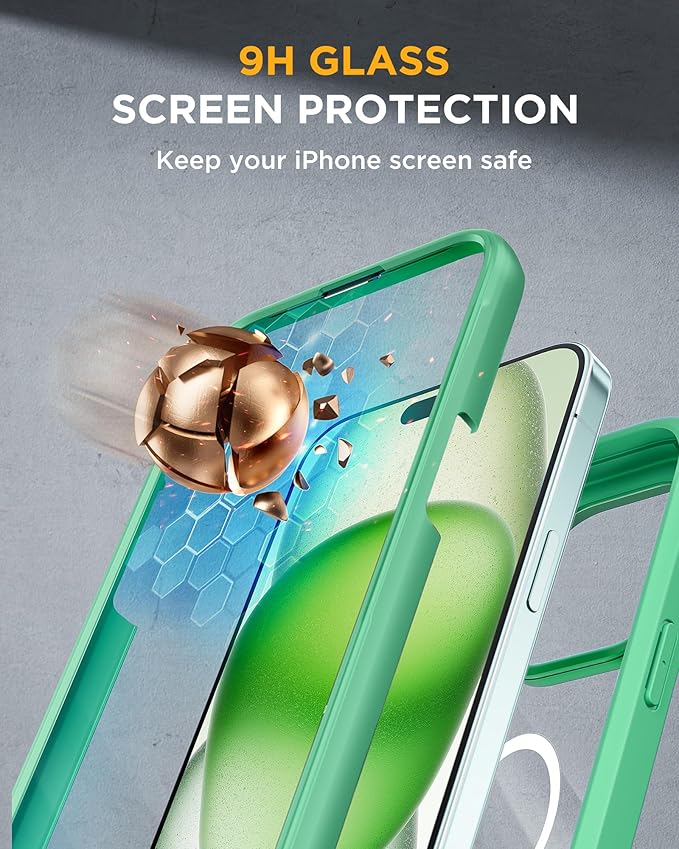 Miracase Magnetic for iPhone 15 Plus Case 6.7'' [Compatible with Magsafe] Full-Body Military Drop Proof 15 Plus Phone Case Cover with Built-in 9H Tempered Glass Screen Protector,Magnetic Green | Magnetic, 6.7'', Full-Body, Military Drop Proof, 15 Plus ...
