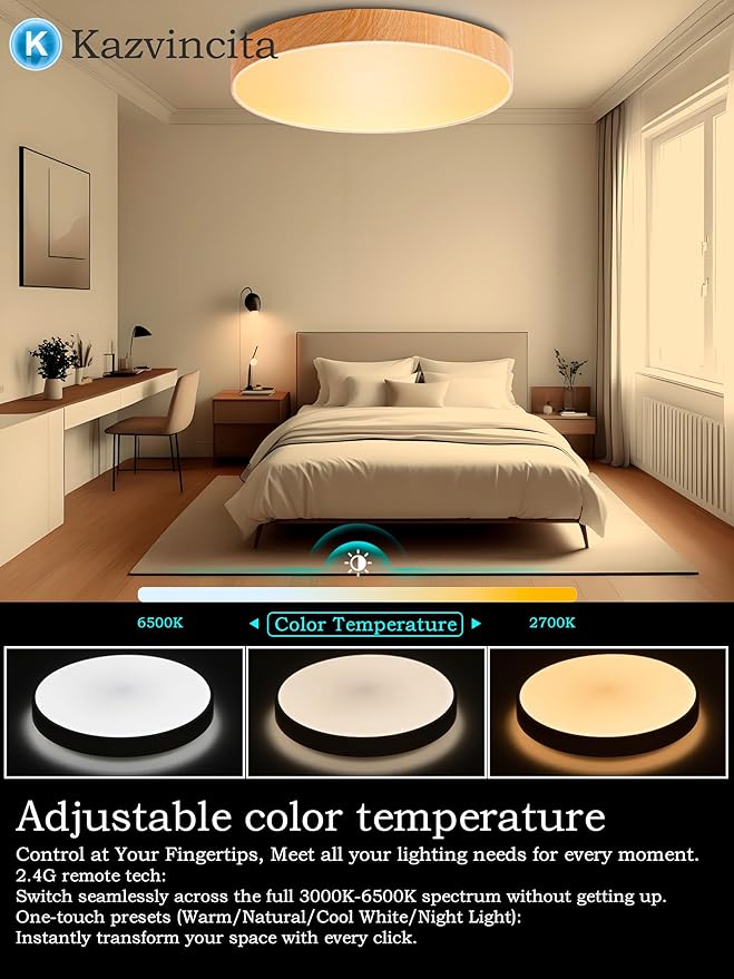 BT-Version LED Ceiling Light with Speaker 40W 13Inch Music Ceiling Lamp with Remote Control Adjustable Brightness & Color Temperature RGB Ambient Lighting for Kids Room Bedroom and More