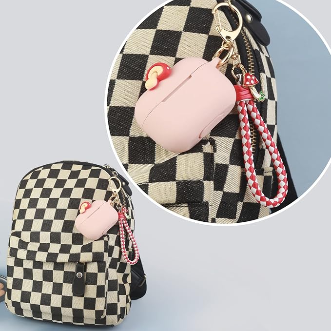 Wonhibo for Airpods Pro Case for Women Girls, Cute Kawaii Cover for Airpod Pro 2019 with Keychain (Mushroom)