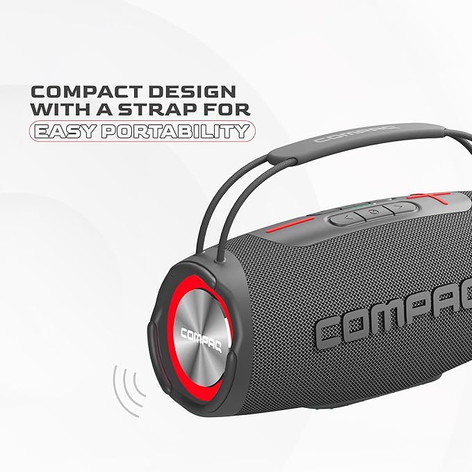 Compaq 35W Bluetooth Speaker – Portable Speaker with Bluetooth 5.0, IPX6 Waterproof, Uninterrupted Playtime, LED – Power and Performance for Indoor and Outdoor