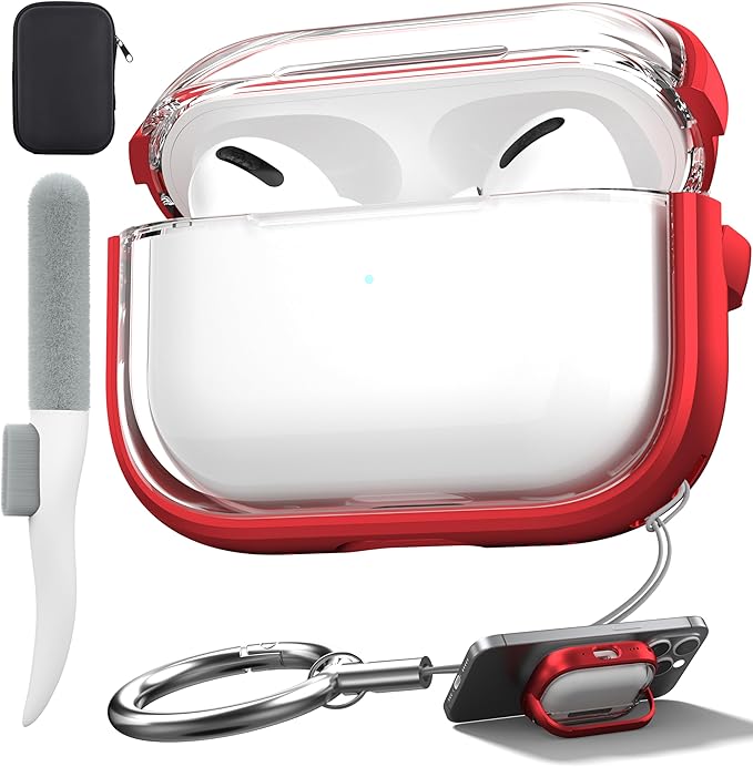 Valkit Compatible AirPods Pro Case, Clear with Lock & Cleaner Kit, Soft Shockproof Protective Case for AirPods Pro Gen 2/1