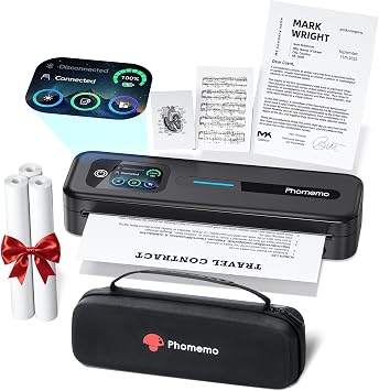 Phomemo M832D Touchscreen Inkless Portable Printer with Case & 3 Roll Paper