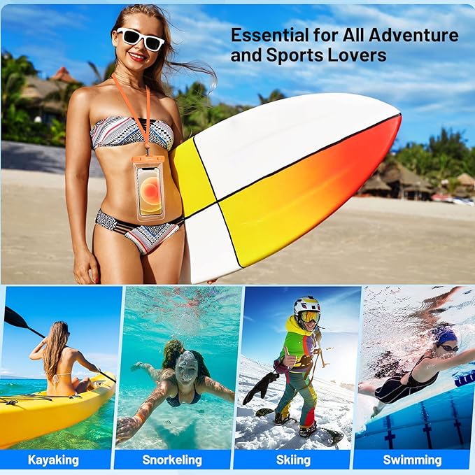 Waterproof Phone Pouch - 2 Pack, IPX8 Waterproof Phone Case with Lanyard for iPhone 17 16 15 Pro Max, Cell Phone Dry Bag for Beach Vacation Travel Cruise Essentials, Touch Screen, Up to 8.5"