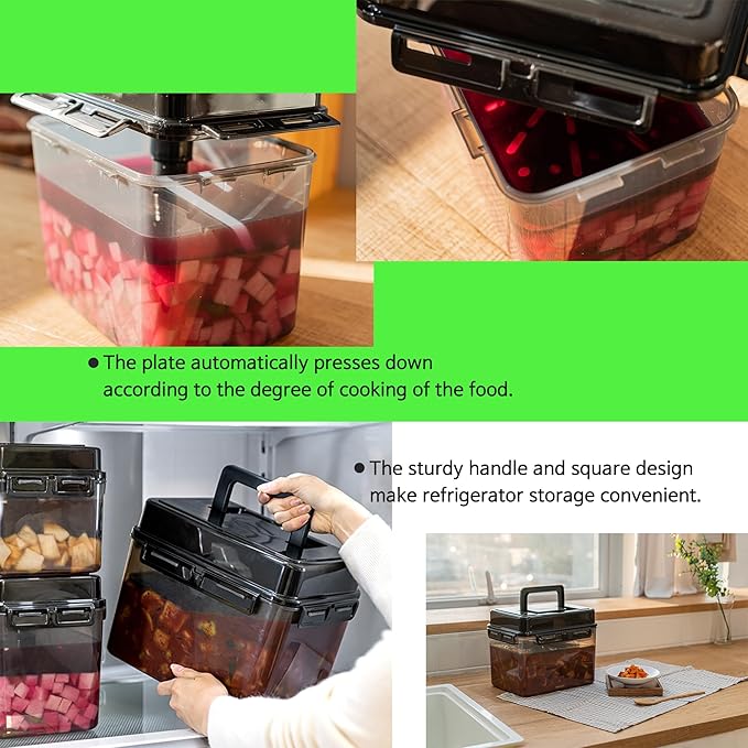 SMART Automatic Press Plate Food Storage Container for Kimchi Sauerkraut Pickle Fermentaion/Airtight Lid Food Storage Container for Preserved Food Bulk Fermentation (12L / 3.2 gal)