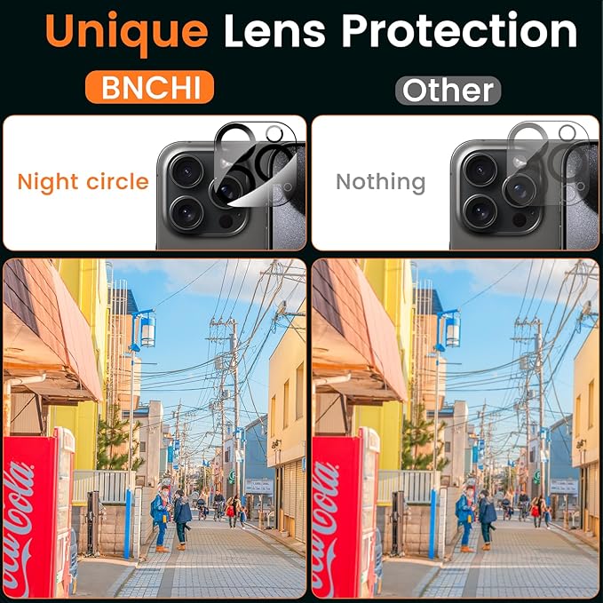 BNCHI 3 Pack for iPhone 15 Pro Max Privacy Screen Protector + 3 Pack Camera Lens Protector, Shatterproof Premium Tempered Glass, Auto-Dust Removal, 28°Anti Spy, 9H Full Coverage Tempered Glass Film