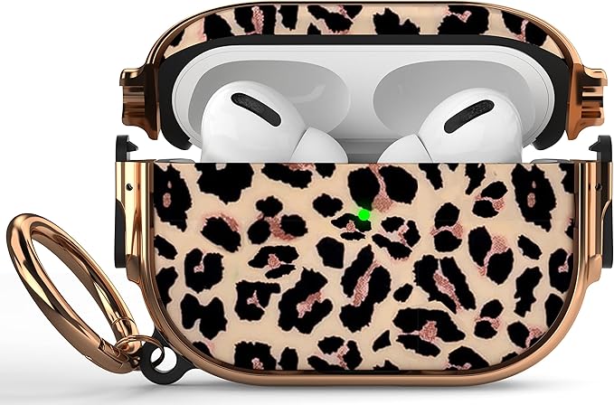 Maxjoy for AirPods Pro 2nd/1st Generation Case with Lock, Cute AirPods Pro 2 Case Lock Protective Hard AirPod Pro Cover for Women Men with Keychain for Airpod Pro (2023/2022/2019), Leopard