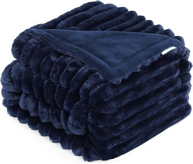 Waterproof Dog Blanket, Soft Fleece Blanket for Couch Protector, Reversible Pet Blankets Furniture Protector Cover for Small Medium Large Dogs Cats (Navy, 30"x40")