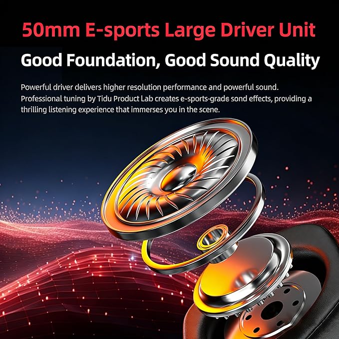 THS326 Wireless Gaming Headset 7.1 Surround Sound for PS5 PS4 PC Switch TOPSPEED Gaming Headphones, Noise Canceling Mic, 250Hr Battery, Low 15ms Latency, Lightweight, BT 5.3 FPS Games (RED)