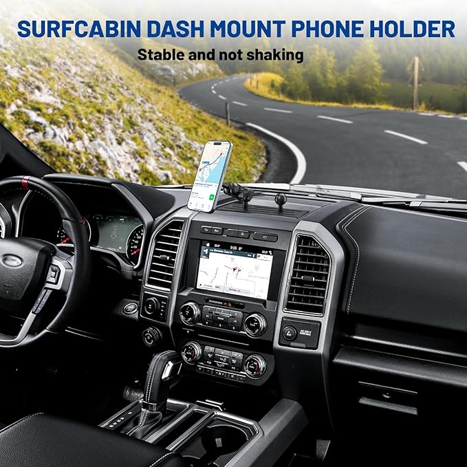 Magnetic Dash Phone Holder for F150, No Punching Required Phone Mount Compatible with 2015-2020 F150 2017-2022 F250 F350, Full Metal Cellphone Mounting Bracket for Most CellPhones