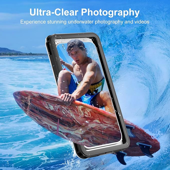 Beasyjoy Waterproof Phone Case, Underwater Phone Case for Snorkeling, Universal IPX8 Diving Pouch with Lanyard for iPhone Samsung Google Moto Series-[NOT Fit Snugly] [Touchscreen Operated Only] -Black