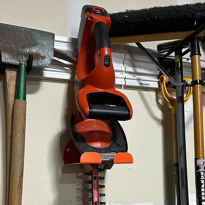 Upgraded Trimmer Rack Wall Mount - 8" Heavy Duty Weed Eater Hanger for Garage Wall Bracket, Garden Power Tool Holder Organizer Hooks for Grass Trimmer, Hedge Trimmer, Leaf Blower and Chainsaw, 1 Pack