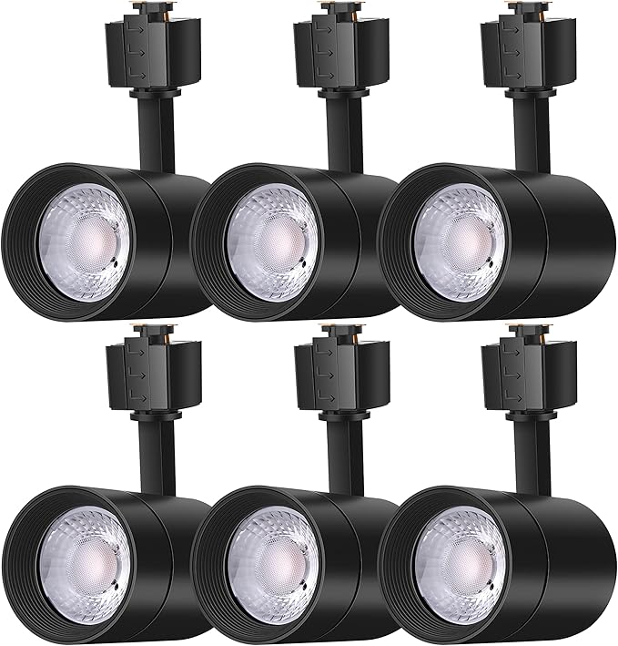 FLSNT LED Track Lighting Heads for Juno Track, 75W Equivalent Dimmable LED Track Light Heads, 12W 24° LED Spotlight Light, CRI90, 800LM, 3000K Soft White, Black, 6 Pack