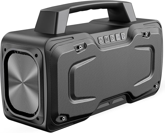 BUGANI Bluetooth Speaker, 80W Powerful Portable Wireless Speaker IPX7 Waterproof, Outdoor Loud Speakers with Handle 24H Playtime, Support Microphone AUX USB Suitable for Party, Pool, Karaoke