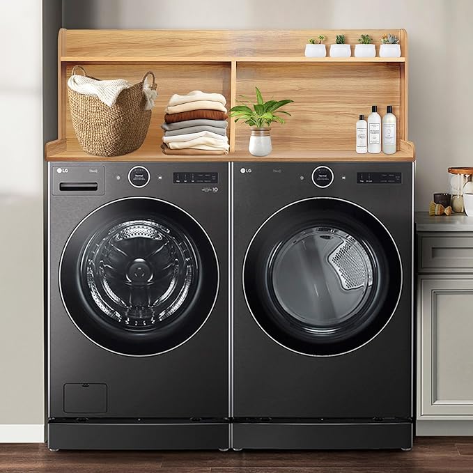Royxen Laundry Countertop with 20“ Shelf Universal Fit, Washer and Dryer Countertop with Storage Space, Oak